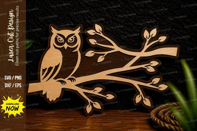Owl Tree Branch Laser Cut Svg Design SVG Regulrcrative 