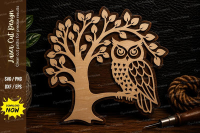 Owl Tree Laser Cut Svg Design SVG Regulrcrative 