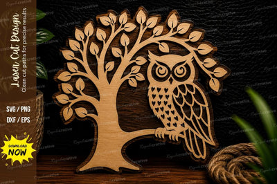 Owl Tree Silhouette Laser Cut Svg Design SVG Regulrcrative 