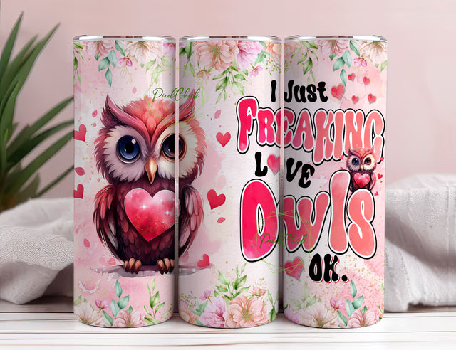 Owl Tumbler 20oz Cute Animal Gift for Women, Girls Who Freaking Love Owls Woodland Lovers Tumbler PNG Sublimation PixelChick 