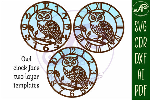 Owl wall clock laser cut files SVG APInspireddesigns 