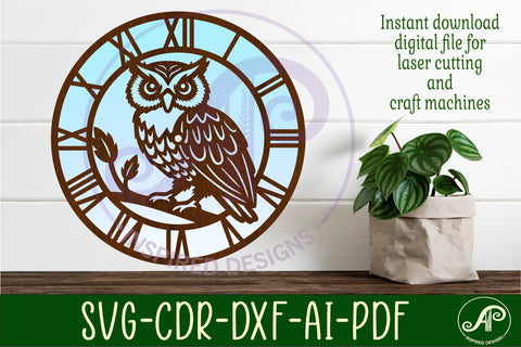 Owl wall clock laser cut files SVG APInspireddesigns 