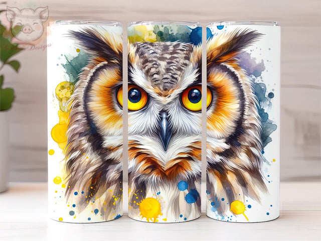 OWL Watercolor 20oz Skinny Tumbler, OWL tumbler Png, Sublimation Design, Digital, Digital Download PNG Sublimation Lara' s Designs 