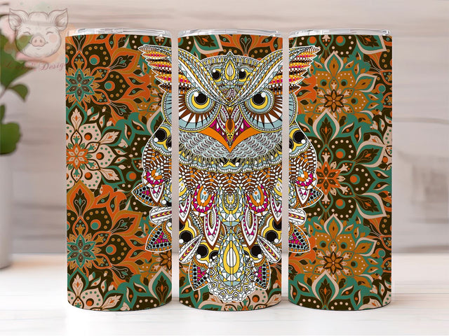 OWL Watercolor 20oz Skinny Tumbler Sublimation Designs, Owl Tumbler Wrap Png, Digital, Digital Download PNG Sublimation Lara' s Designs 