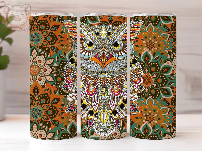 OWL Watercolor 20oz Skinny Tumbler Sublimation Designs, Owl Tumbler Wrap Png, Digital, Digital Download PNG Sublimation Lara' s Designs 