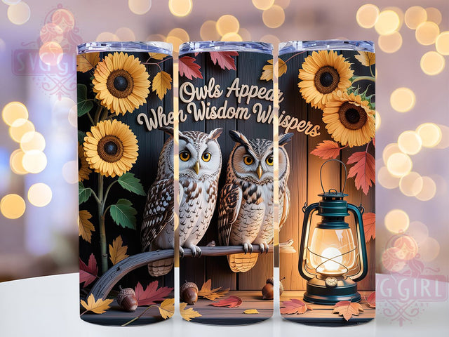 Owl Wisdom Whisper 20oz Tumbler, Owls, Wisdom, Whisper, Tumbler Wrap, Sublimation Design, 20oz Tumbler, PNG Wrap Sublimation SvggirlplusArt 