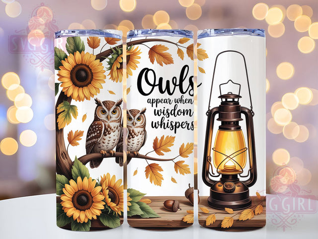 Owl Wisdom Whisper 20oz Tumbler, Owls, Wisdom, Whisper, Tumbler Wrap, Sublimation Design, 20oz Tumbler, PNG Wrap Sublimation SvggirlplusArt 