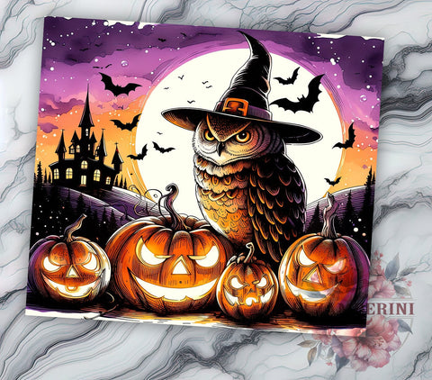 Owl Witch Halloween 20oz Tumbler Wrap PNG, Halloween Owl Tumbler Png, Straight & Tapered Tumbler Wrap, Instant Digital Download Sublimation Li Zamperini 