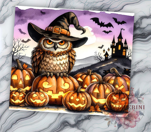 Owl Witch Halloween 20oz Tumbler Wrap PNG, Halloween Owl Tumbler Png, Straight & Tapered Tumbler Wrap, Instant Digital Download Sublimation Li Zamperini 