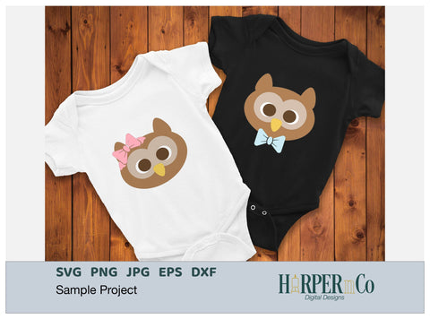 Owl with Bows and Flowers SVG PNG Cut EPS File SVG HarperNCo 