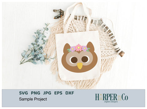 Owl with Bows and Flowers SVG PNG Cut EPS File SVG HarperNCo 