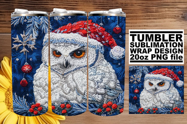 Owl Wrap for 20oz Tumblers Christmas Embroidered Sublimation afrosvg 