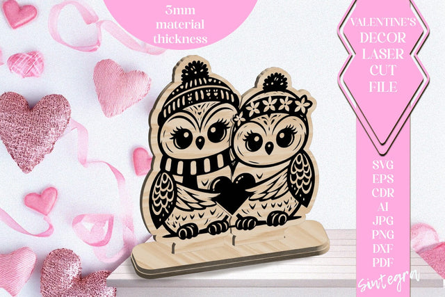 Owls Love Valentine Ornament Laser Cut SVG v1 SVG Sintegra 