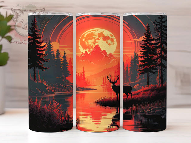 Pacific Northwest Deer Sunset Tumbler, Sunset Tumbler, Deer Hunters, Hunting Wrap, Nature Sublimation, Wildlife Tumbler, Outdoor Design Sublimation Lara' s Designs 