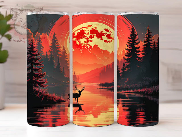 Pacific Northwest Deer Sunset Tumbler, Sunset Tumbler, Deer Hunters, Hunting Wrap, Nature Sublimation, Wildlife Tumbler, Outdoor Design Sublimation Lara' s Designs 