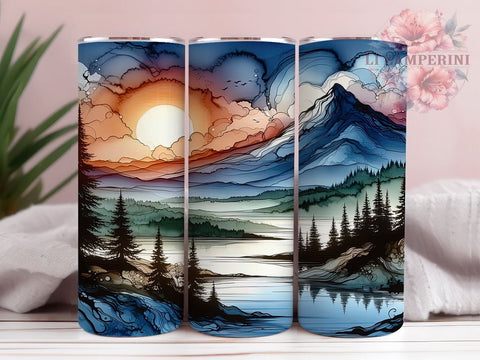 Pacific Northwest Sunset 20oz Tumbler Wrap PNG, Sunset Tumbler Png, Straight & Tapered Tumbler Wrap, Instant Digital Download Sublimation Li Zamperini 