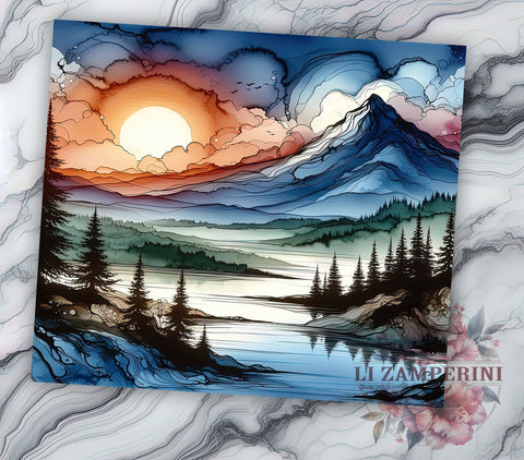 Pacific Northwest Sunset 20oz Tumbler Wrap PNG, Sunset Tumbler Png, Straight & Tapered Tumbler Wrap, Instant Digital Download Sublimation Li Zamperini 