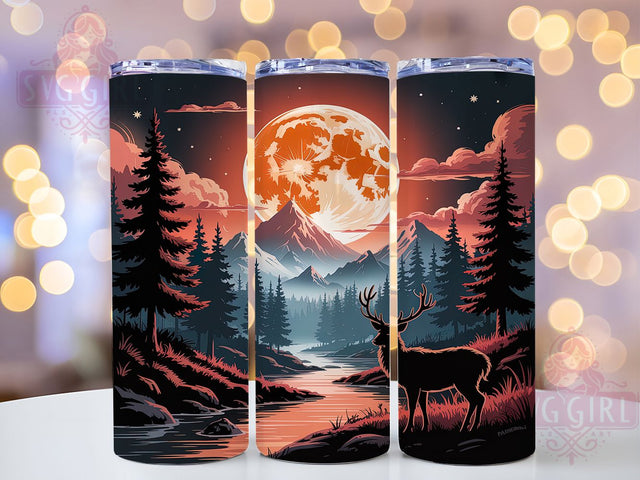 Pacific Sunset Deer Hunter Tumbler, Sunset Hunting Wrap, 20oz Tumbler Sublimation, Scenic Wilderness Design, Rustic Hunter Sublimation, Mountain Landscape Tumbler, Nature Sportsman Wrap Sublimation SvggirlplusArt 
