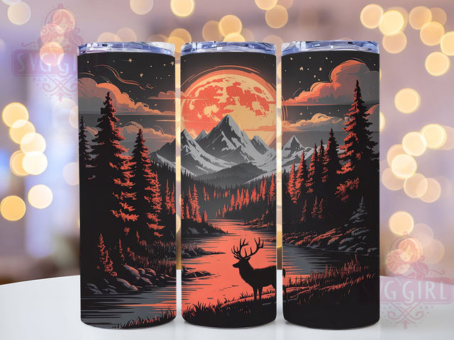 Pacific Sunset Deer Hunter Tumbler, Sunset Hunting Wrap, 20oz Tumbler Sublimation, Scenic Wilderness Design, Rustic Hunter Sublimation, Mountain Landscape Tumbler, Nature Sportsman Wrap Sublimation SvggirlplusArt 