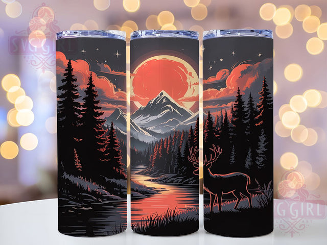 Pacific Sunset Deer Hunter Tumbler, Sunset Hunting Wrap, 20oz Tumbler Sublimation, Scenic Wilderness Design, Rustic Hunter Sublimation, Mountain Landscape Tumbler, Nature Sportsman Wrap Sublimation SvggirlplusArt 