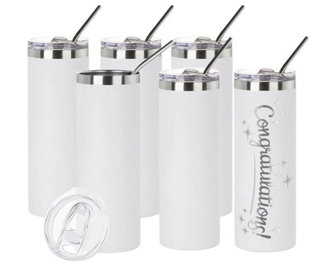 Pack of 6 20 or 30 oz Powder Coated Stainless Steel Tumblers | Blanks for Laser Engraving Physical Craft Express 