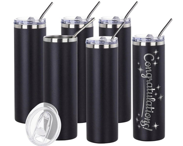 Pack of 6 20 or 30 oz Powder Coated Stainless Steel Tumblers | Blanks for Laser Engraving Physical Craft Express 