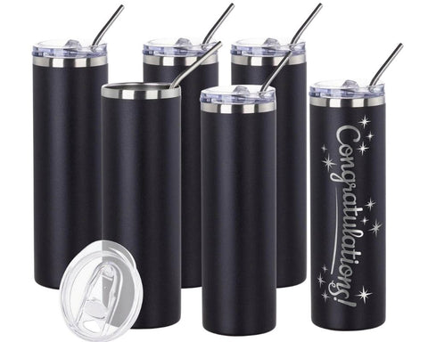 Pack of 6 20 or 30 oz Powder Coated Stainless Steel Tumblers | Blanks for Laser Engraving Physical Craft Express 
