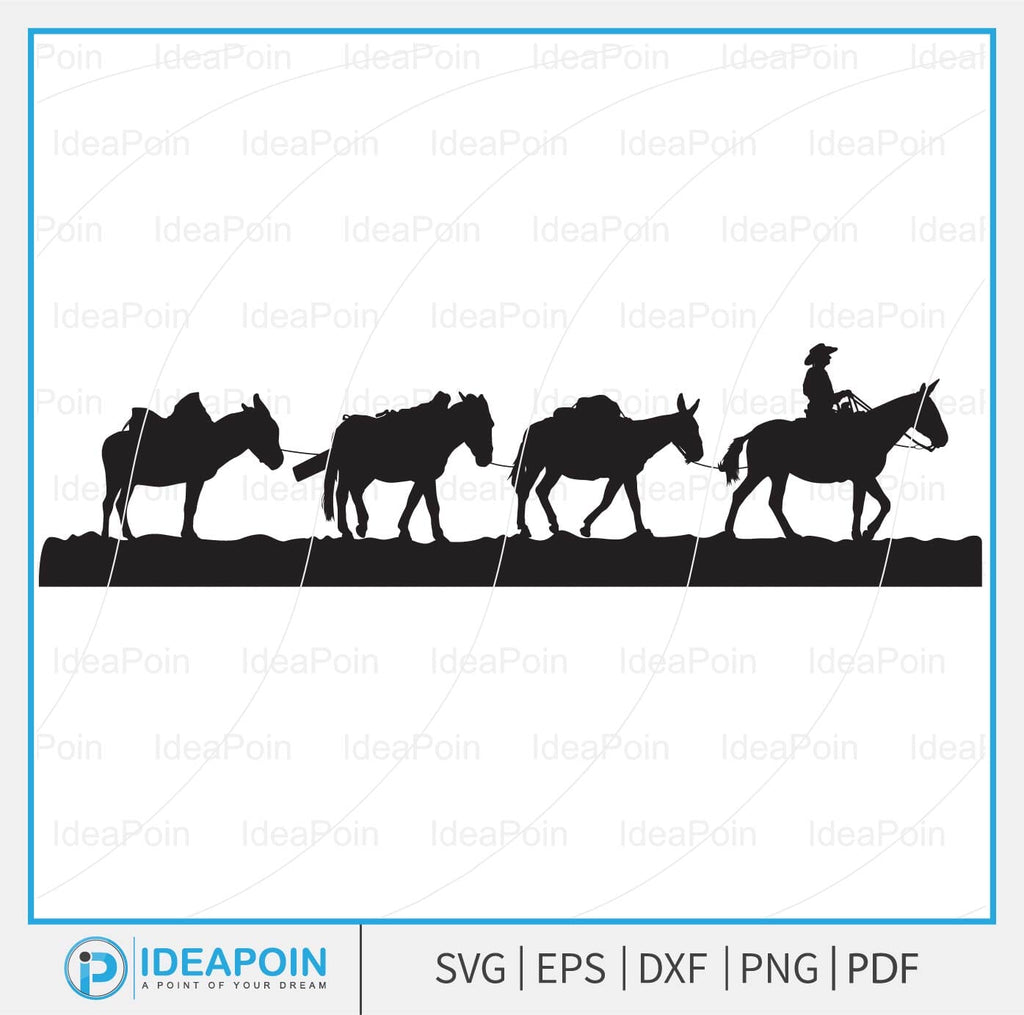 Mule Rearing Svg Pack String svg,cowboys and two pack mules, Mule string svg, Pack ...