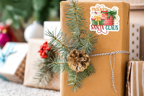 Packaged by santa Sticker Design Sublimation Regulrcrative 
