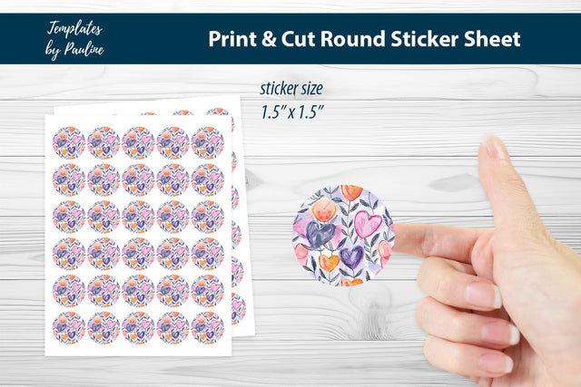 Packaging Heart Round Sticker Sheet SVG Templates by Pauline 