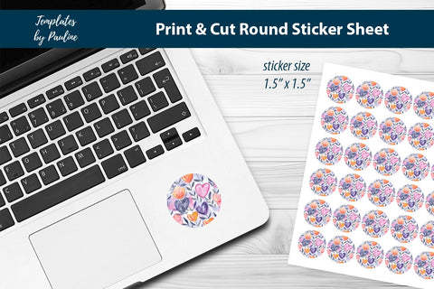 Packaging Heart Round Sticker Sheet SVG Templates by Pauline 