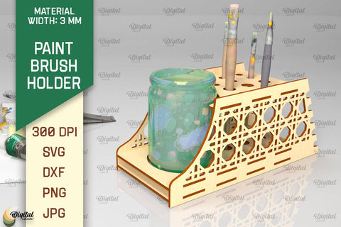 Paint Brush Holder Laser Cut. Brush Organizer SVG SVG Evgenyia Guschina 