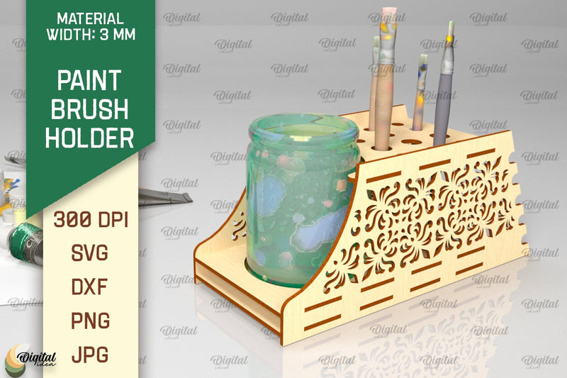 Paint Brush Holder Laser Cut. Brush Organizer SVG SVG Evgenyia Guschina 
