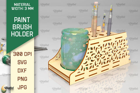 Paint Brush Holder Laser Cut. Brush Organizer SVG SVG Evgenyia Guschina 
