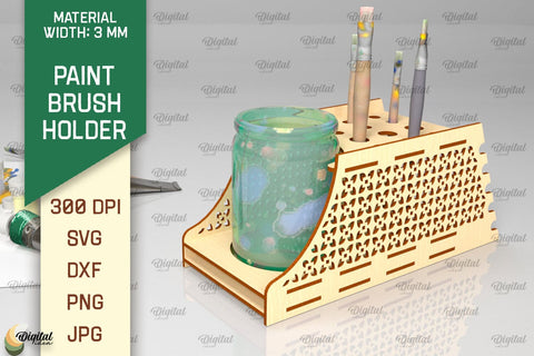 Paint Brush Holder Laser Cut. Brush Organizer SVG SVG Evgenyia Guschina 