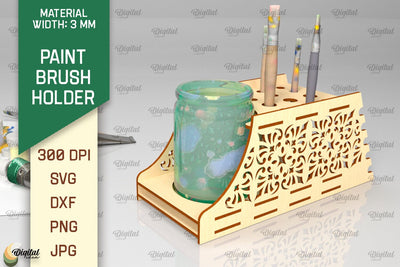 Paint Brush Holder Laser Cut. Brush Organizer SVG SVG Evgenyia Guschina 