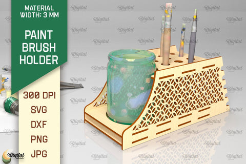 Paint Brush Holder Laser Cut. Brush Organizer SVG SVG Evgenyia Guschina 