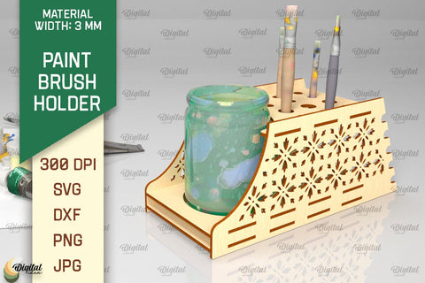 Paint Brush Holders Laser Cut Bundle. Brush Organizers SVG SVG Evgenyia Guschina 