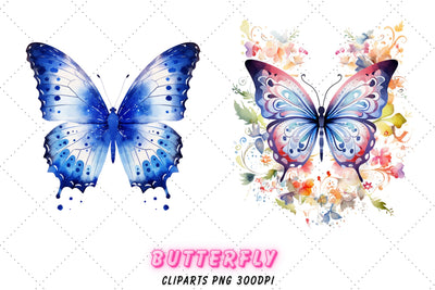 Painted Butterflies Clipart, gold foil butterfly clipart, butterfly illustrations, PNG graphics, scrapbook embellishments Sublimation FloridPrintables 