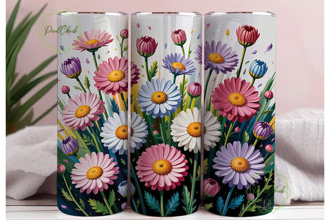 Painted Daisy 20oz Tumbler Wrap Sublimation PixelChick 