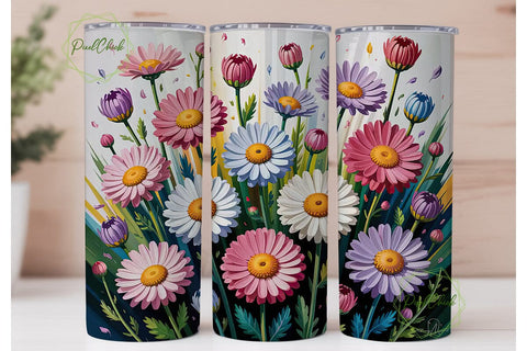 Painted Daisy 20oz Tumbler Wrap Sublimation PixelChick 
