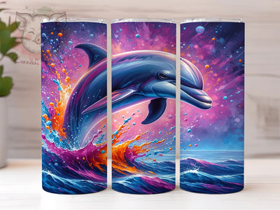 Painted Dolphin Ocean Tumbler Wrap, Dolphin Art, Painted Dolphin, Tumbler Wrap, Sublimation Design, Marine Life, Ocean Decor, Sea Animal Gift Sublimation Lara' s Designs 