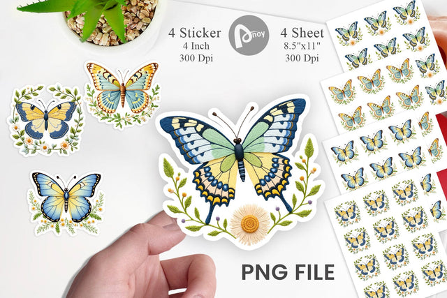 Painted Lady Butterfly Sticker Sublimation artnoy 