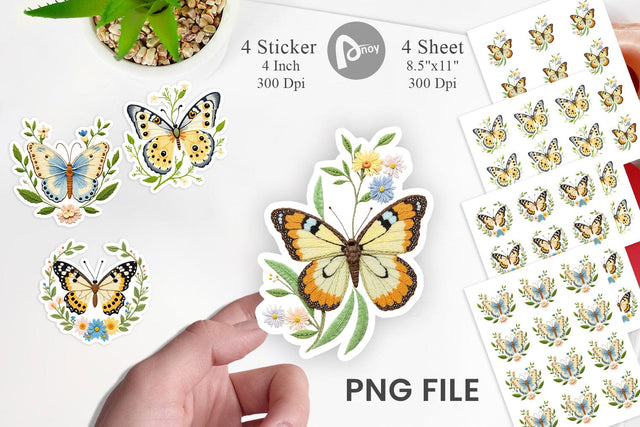 Painted Lady Butterfly Sticker Sublimation artnoy 