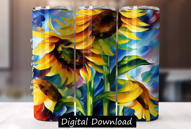 Painted Sunflowers | Straight Sublimation Tumbler Design 20oz, 30oz Sublimation MFsublimationdesign 
