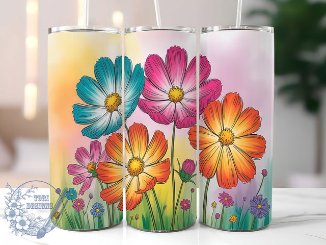 Painted Wildflower Watercolor Tumbler, Artistic Flower Design, Painted Wildflower Art, Botanical Watercolor Gift, Garden Art Wrap, Floral Artist Design, Nature Painting Gift Sublimation ToriDesigns 