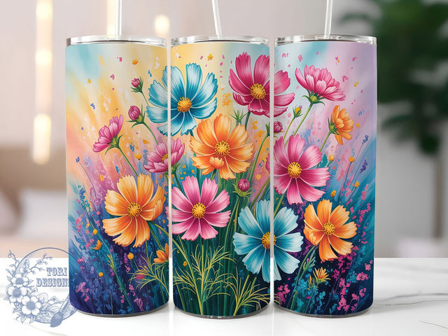 Painted Wildflower Watercolor Tumbler, Artistic Flower Design, Painted Wildflower Art, Botanical Watercolor Gift, Garden Art Wrap, Floral Artist Design, Nature Painting Gift Sublimation ToriDesigns 