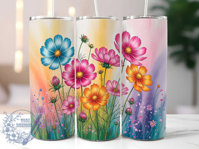 Painted Wildflower Watercolor Tumbler, Artistic Flower Design, Painted Wildflower Art, Botanical Watercolor Gift, Garden Art Wrap, Floral Artist Design, Nature Painting Gift Sublimation ToriDesigns 