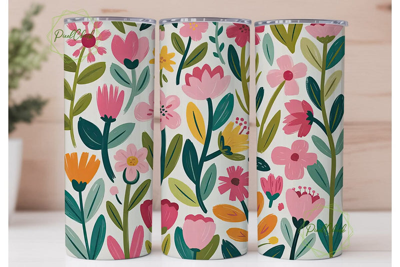 Painterly Floral 20oz Tumbler Wrap Sublimation PixelChick 