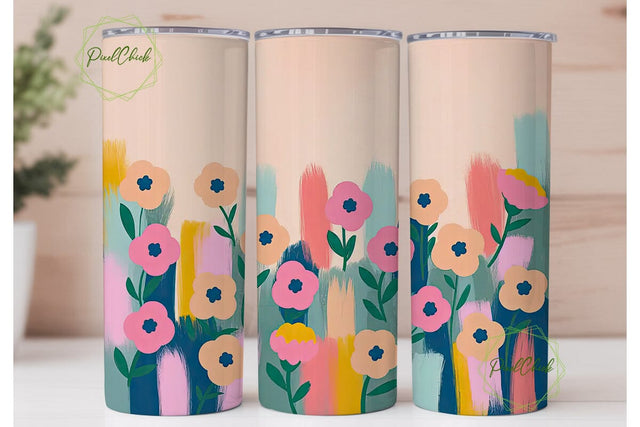Painterly Floral 20oz Tumbler Wrap Sublimation PixelChick 